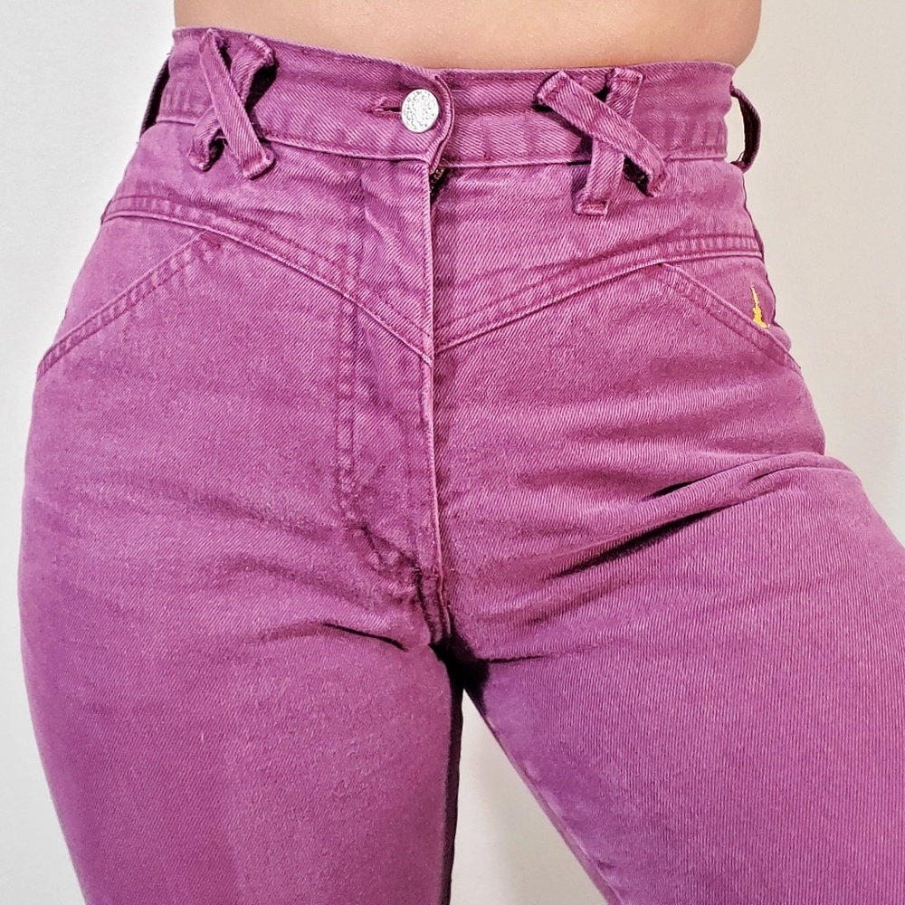 80s vintage western purple high waisted jeans
